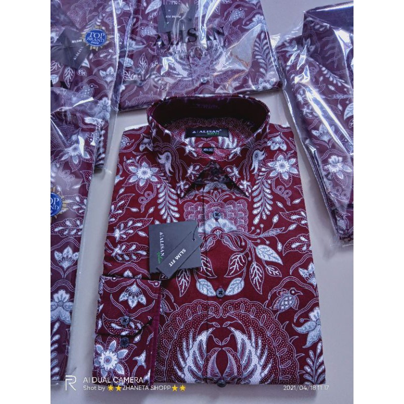✨PRINTING✨UKURAN XS /14  KEMEJA PRIA BATIK ALISAN SLIMFIT TERBARU LENGAN PANJANG