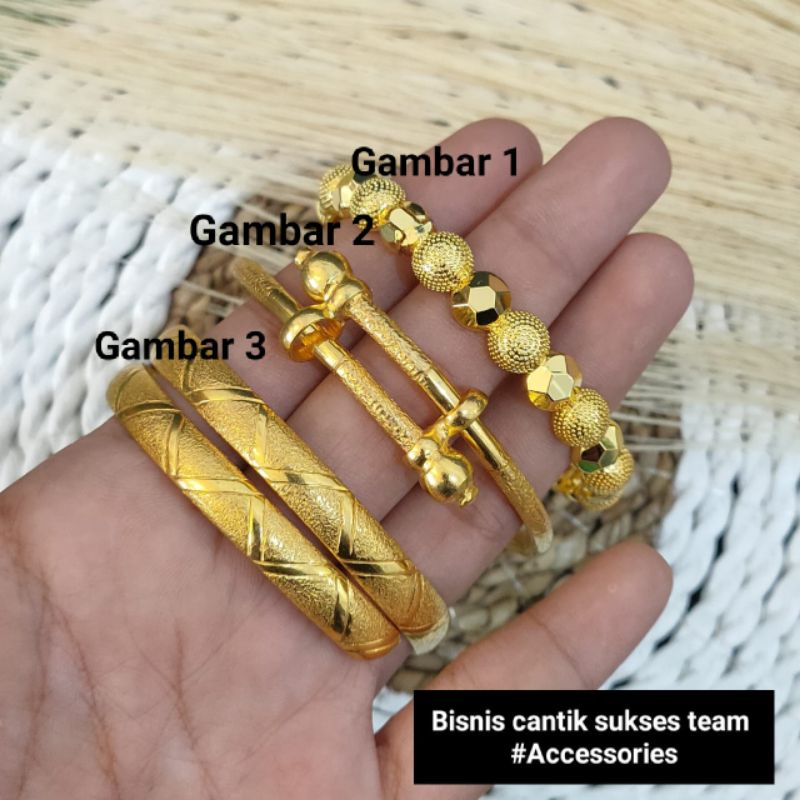GELANG MAS SEPUHAN BERLAPIS KRISTAL
