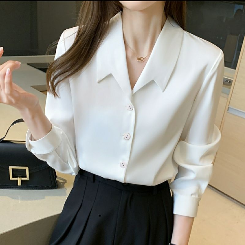 MDLV ~ 2310 Chellumia Notched Collar Shirt Premium Kemeja Korean style Kemeja Premium Kemeja Import Kemeja Satin Kemeja Lengan Panjang Kemeja Casual Fashion Import