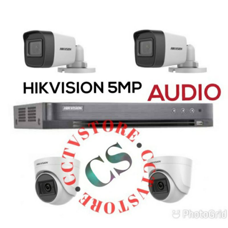 PAKET CCTV 4CHANNEL 5MP AUDIO HIOVISION PAKET CCTV AUDIO HIKVISION