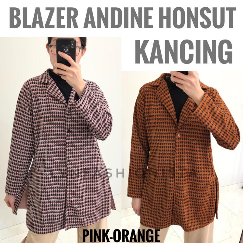 BLAZER WANITA KOREA/BLAZER KERJA OFFICE/BLAZER MOTIF HONSUT/OUTER JUMBO WANITA/SONYA