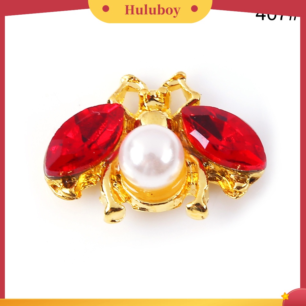 Huluboy Huluboy♡ 10pcs Ornamen Bentuk Lebah 3D Aksen Mutiara Dan Berlian Imitasi Untuk Dekorasi Manicure