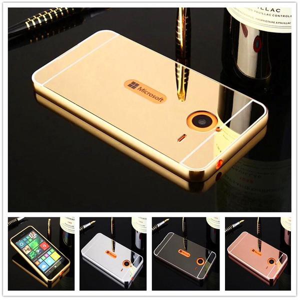 Microsoft Lumia 640xl/640 Xl Bumper aluminium+Back Hard Case mirror