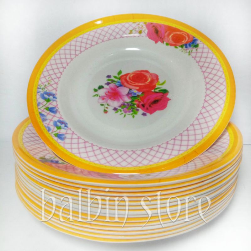 SALE 6 PCS PIRING MAKAN  M109 MELAMINE WARE MOTIF RED ROSE