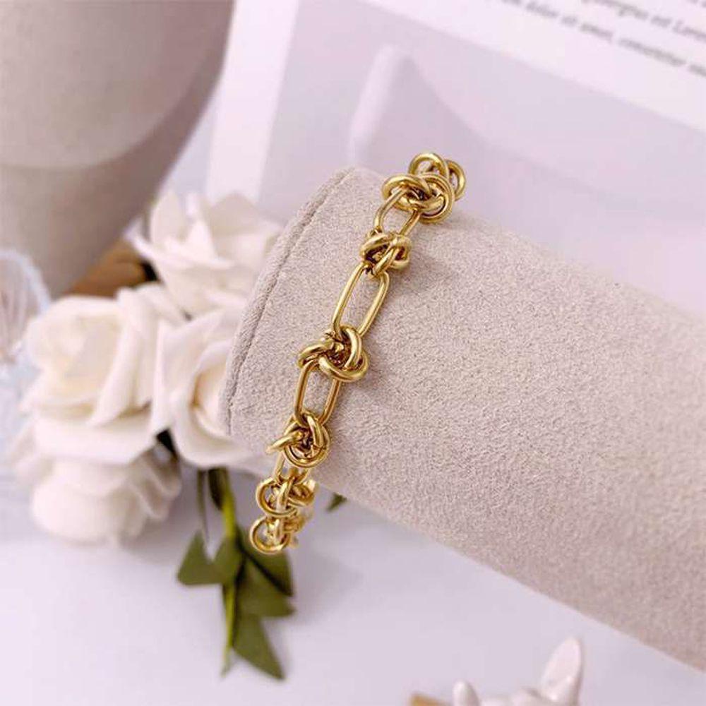 MXBEAUTY Gelang Wanita Fashion Hadiah Gadis Unik Electroplate Simpul Tali Tangan Baja Titanium