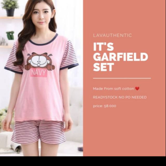 Garfield Set - Baju tidur Wanita - setelan Pendek - setelan tidur - Baju rumah