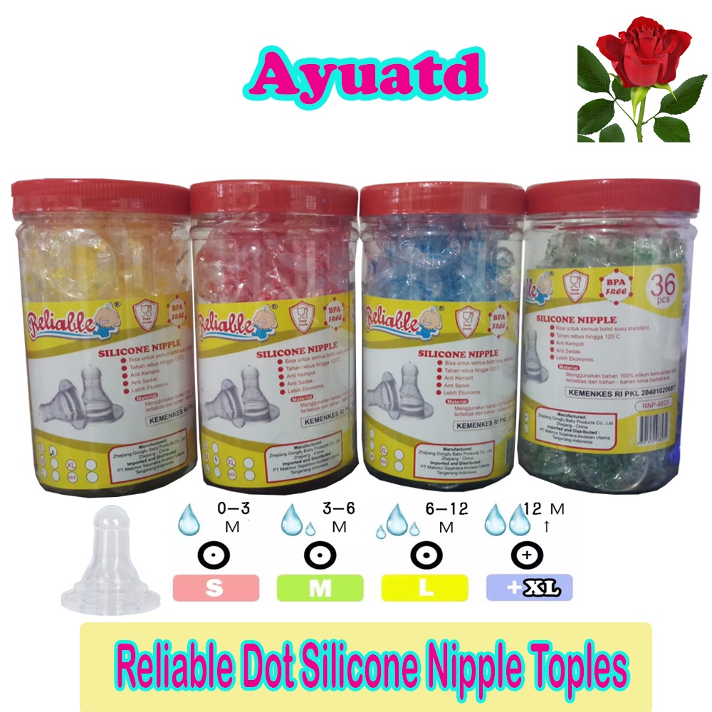 Dot Botol Susu Reliable Silicone Nipple 36 Pcs