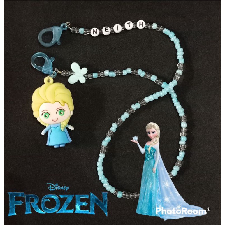 kalung masker anak tema elsa frozen ada bandulnya (boneka) + nama