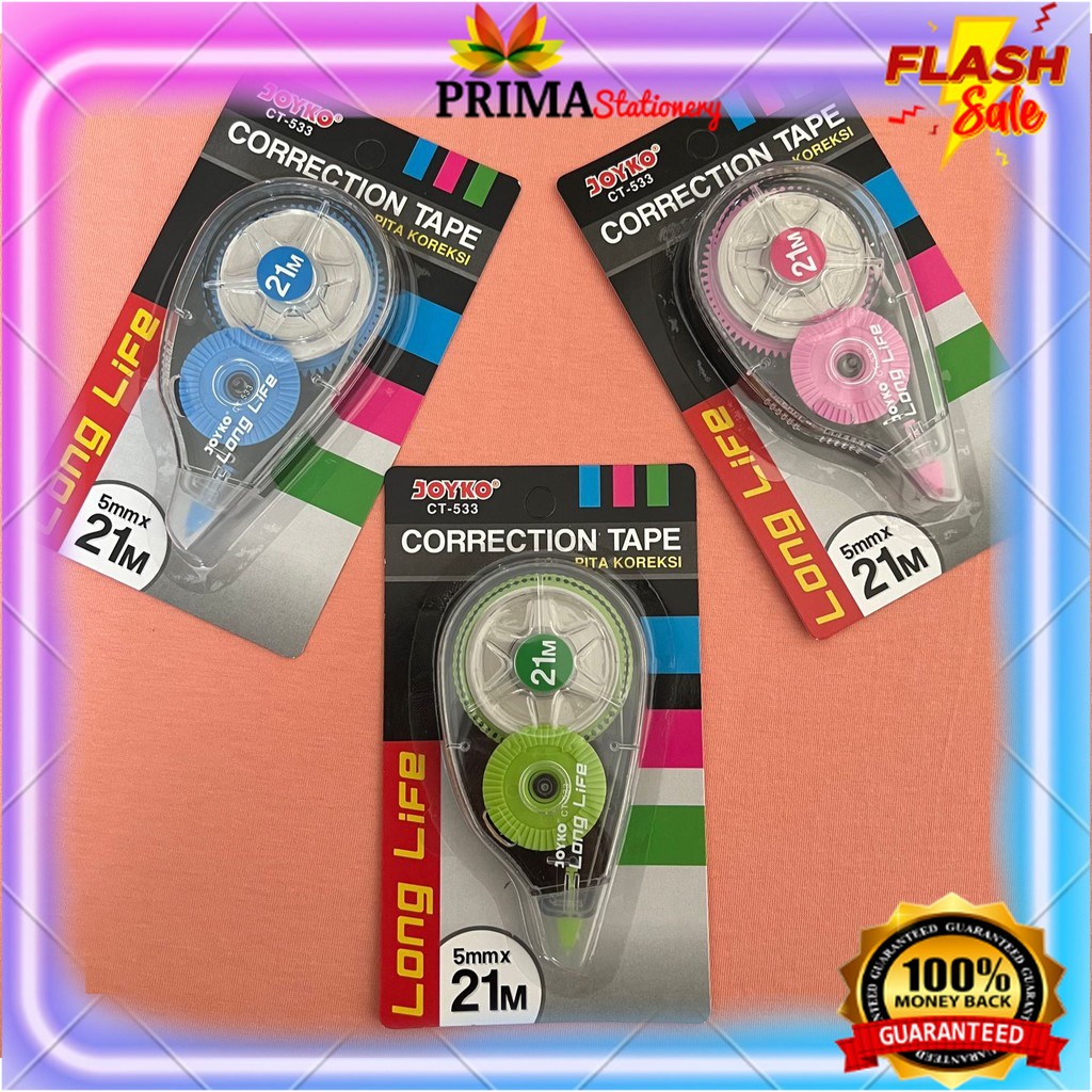 

Tip-ex Kertas / Correction Tape CT-533 Long Life Joyko 21 M