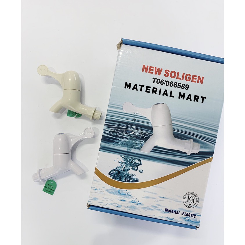 Kran Tembok Plastik New Soligen Asli Keran Air PVC Tembok Engkol MURAH | Material Mart