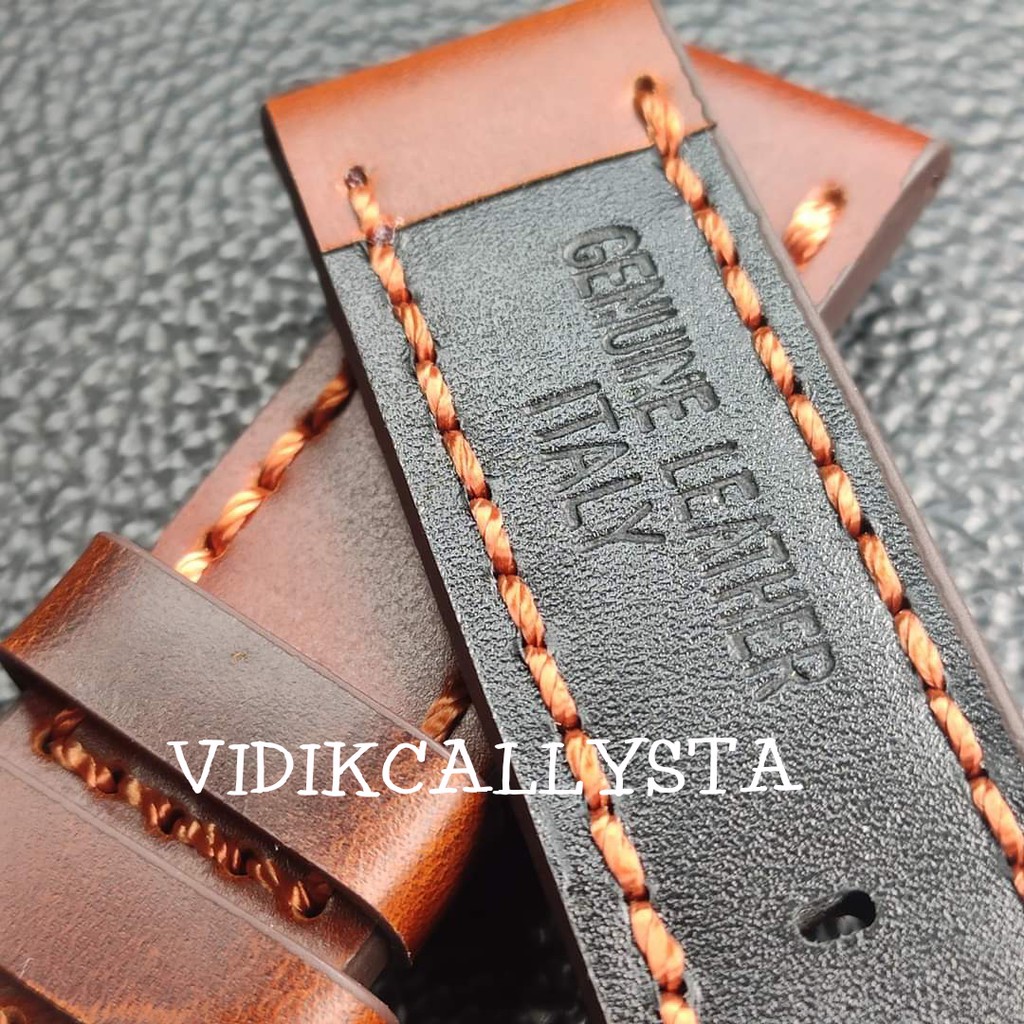 Strap Tali jam tangan kulit asli 22mm 24mm tebal Italy genuine Leather Original 22 24