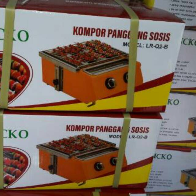 Gas Roaster Panggangan sosis tanpa asap 2 Tungku