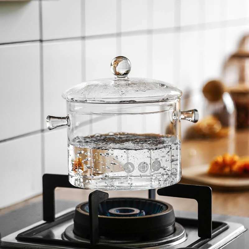 Glass Stew Pot - Panci Kaca Bening Transparan - Panci Masak glass stewing Pot High Borosilicate / Pa