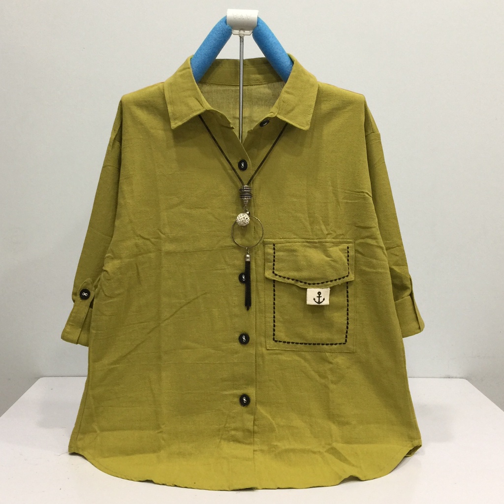 TOKOHAVEONLINE B321 ATASAN KEMEJA WANITA KATUN LINEN IMPORT SIZE XL LD 106CM-3
