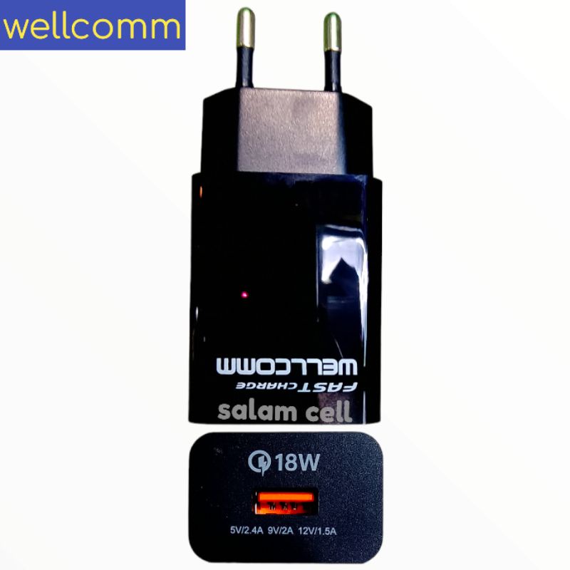 Charger WELLCOMM FAST CHARGE 18W Original Garansi Resmi