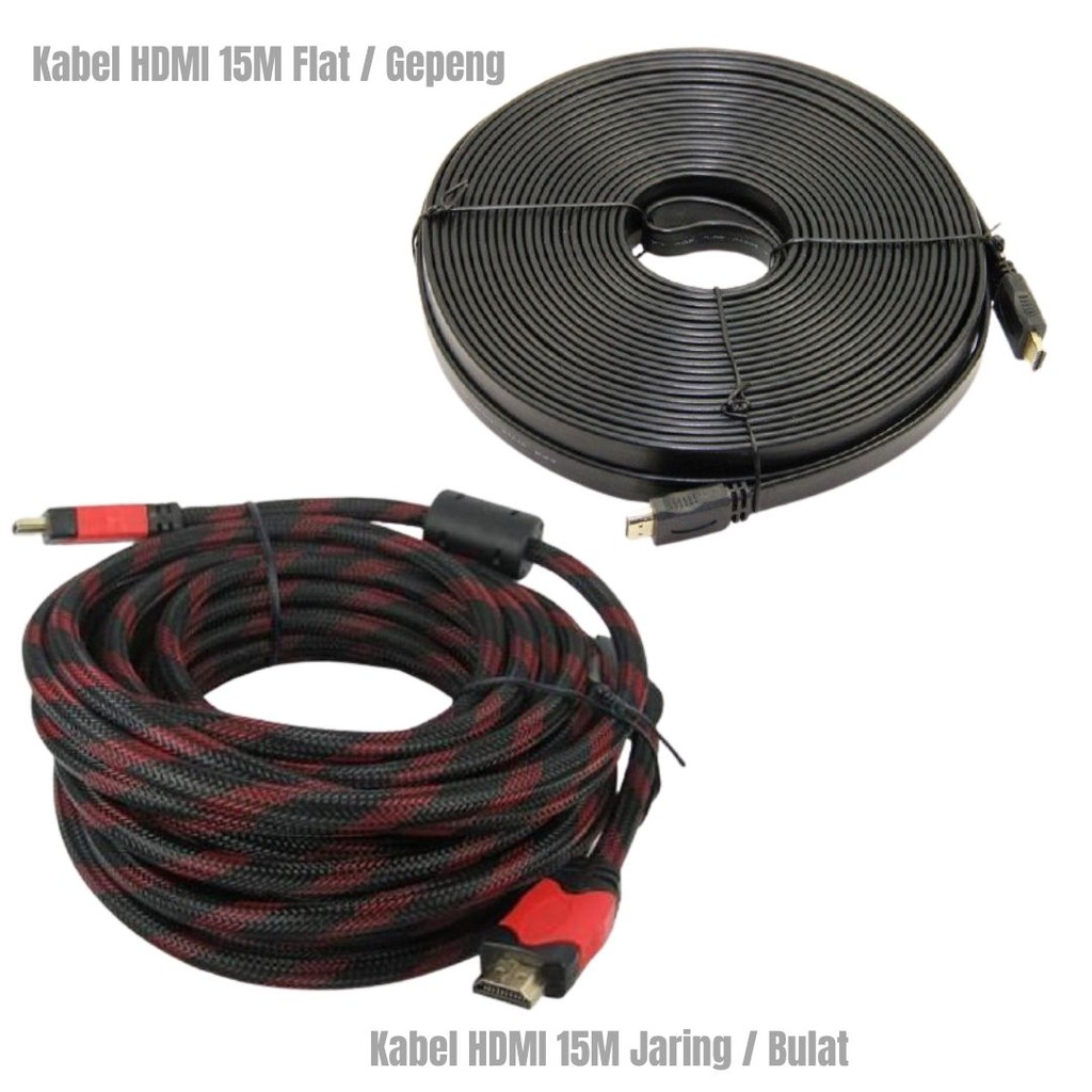 KABEL HDMI 15M FLAT VERSI 1.4 1080P -  KABEL HDMI 15M JARING 1080P - CABLE HDMI 15M HDTV - KABEL HDMI 15M JARING 1080P