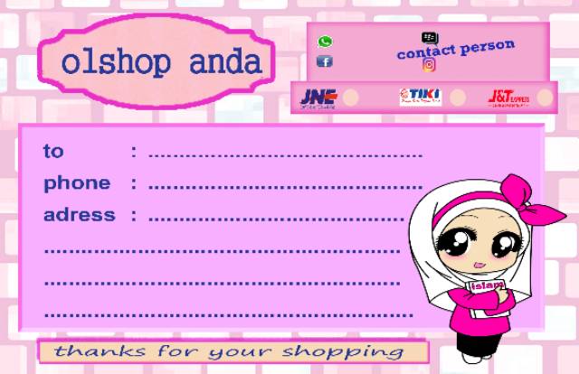 Stiker Pengiriman Alamat Olshop Label Kirim Kartun Hijab Shopee Indonesia