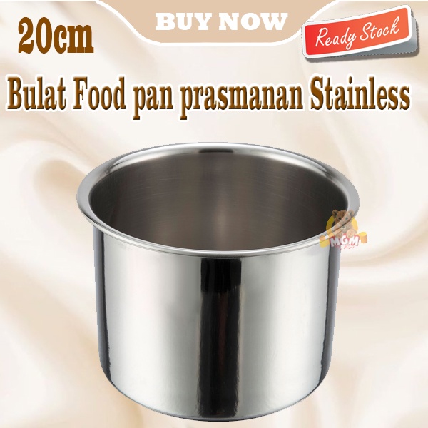 20cm Bulat Food pan prasmanan Stainless foodpan bulat Tinggi 10.5CM