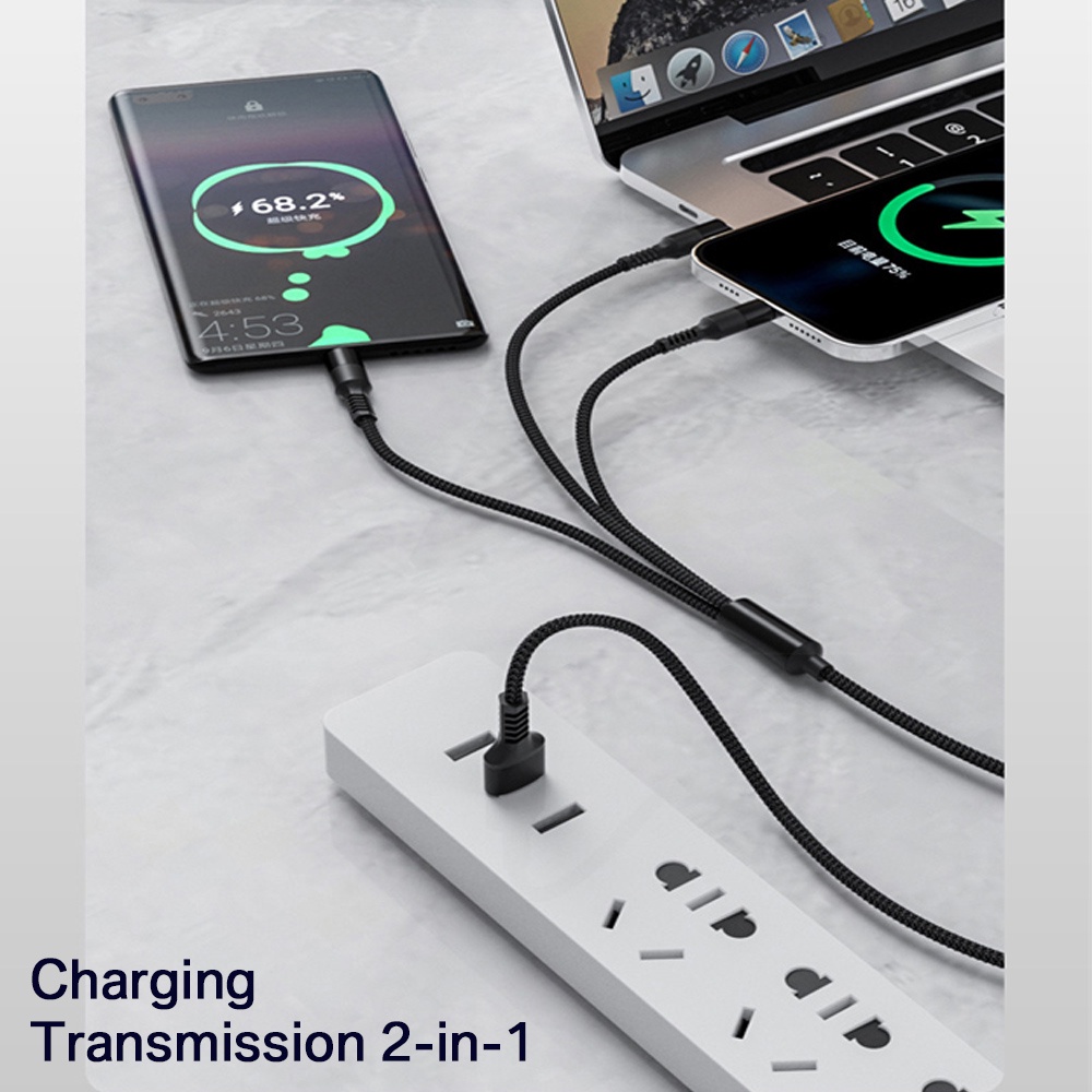 Kabel Charger 3 In 1 Micro Usb Tipe C Multi Port Fast Charging Untuk Handphone