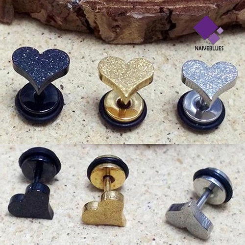 Anting Stud Drop Bentuk Hati Mini Bahan Titanium Stainless Steel Untuk Unisex