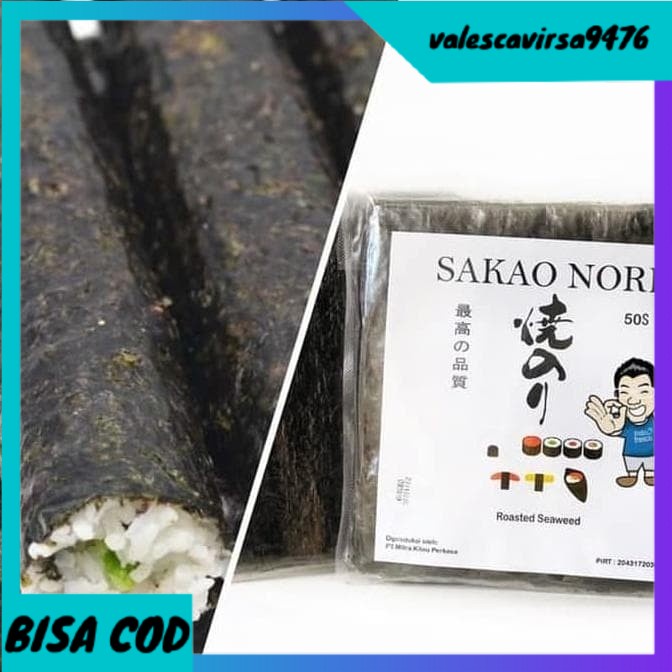 

⭐BISA COD⭐ SAKAO NORI SUSHI NORI 50 LEMBAR HALAL MUI - SEAWEED RUMPUT LAUT