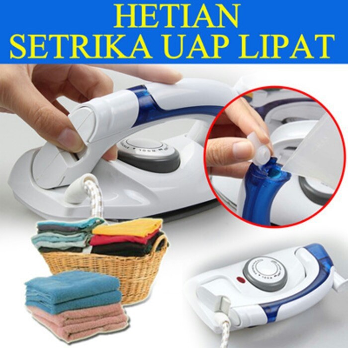 Setrika Uap Lipat  Iron Travel Portable 2 in 1 Steam Iron HETIAN  Berkualitas Anti Kusut Anti Gosong