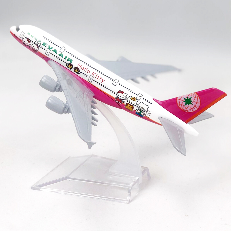 Mainan Model Pesawat Airbus 380 Hello Kitty A380 Bahan Alloy Ukuran 16CM Warna Pink Untuk Hadiah