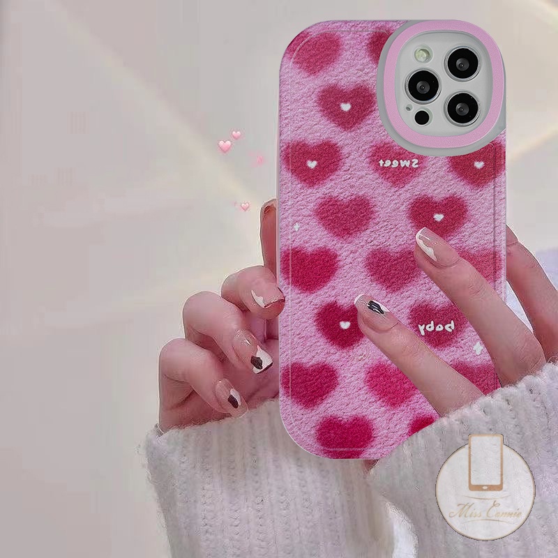 Xiaomi Redmi 12C POCO F4 M3 POCO X3 Pro NFC K40s Note 10 10S 10 Max Plus 8 9 Pro 8 11 9 Redmi A1 10C 10 9T 9A 9C NFC INS Fashion Pink Love Heart Case Sweater Pattern Lembut Sarung TPU