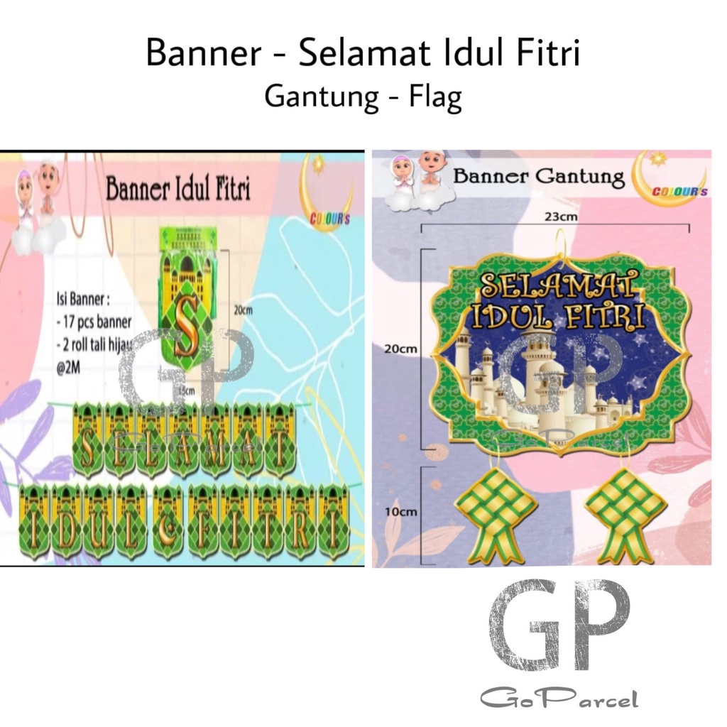 BANNER GARLAND GANTUNG FLAG SELAMAT IDUL FITRI - BANER HIASAN DEKORASI PAJANGAN LEBARAN EID MUBARAK HAMPERS SOUVENIR GOODIE BAG IDUL ADHA