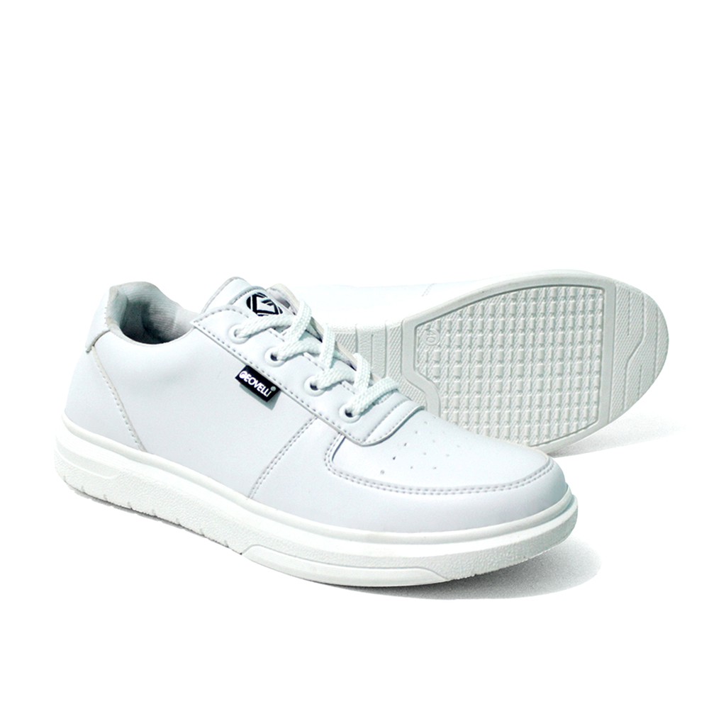 Sepatu Putih Wanita Sneakers Full White GEOVELLI Force 1 One Sneakers Kasul Kuliah Trendy Terbaru