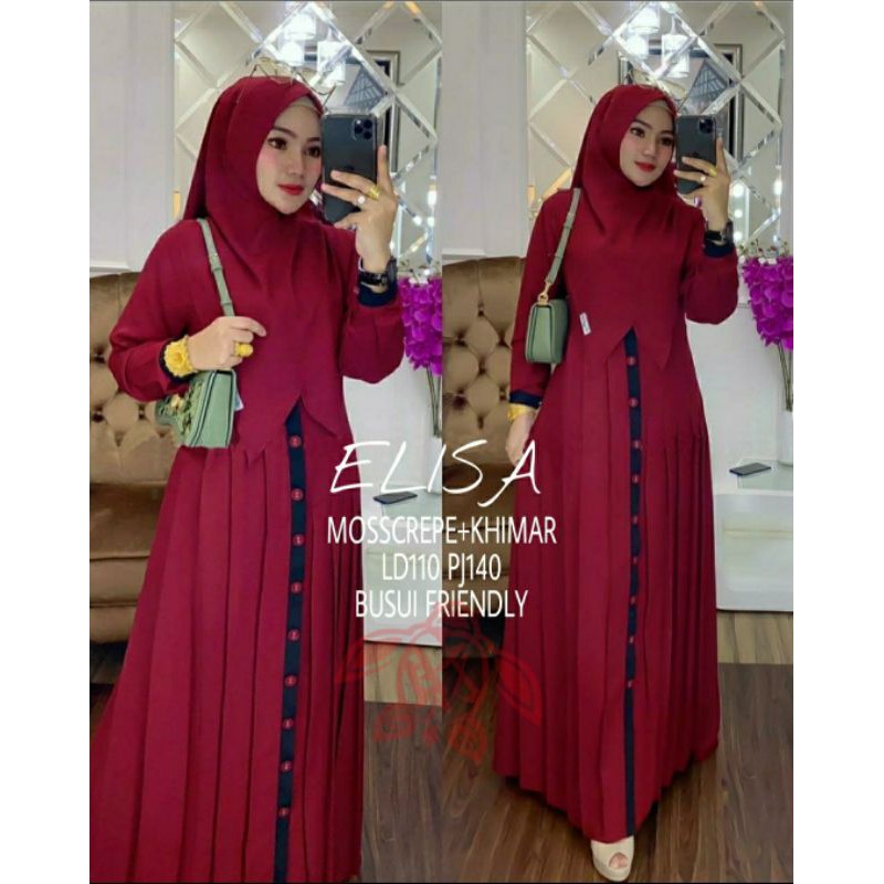 BAJU GAMIS NIBRAS TERBARU 2021 - 2022 GAMIS NIBRAS WANITA DEWASA SYARI ELISA FREE KHIMAR BISA BUSUI