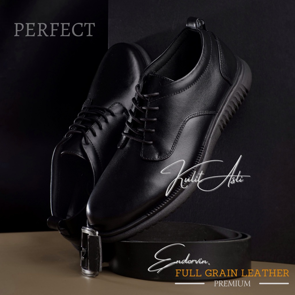 Sepatu Pria Pantofel Modern Formal Pantopel Kulit Sapi Asli Hitam Pria Full Grain Leather Casual Tal
