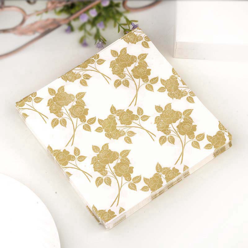 20 Sheets/Pack Gold Leaf Printed Paper Napkins Event &amp; Party Tissue Decoration Serviettes