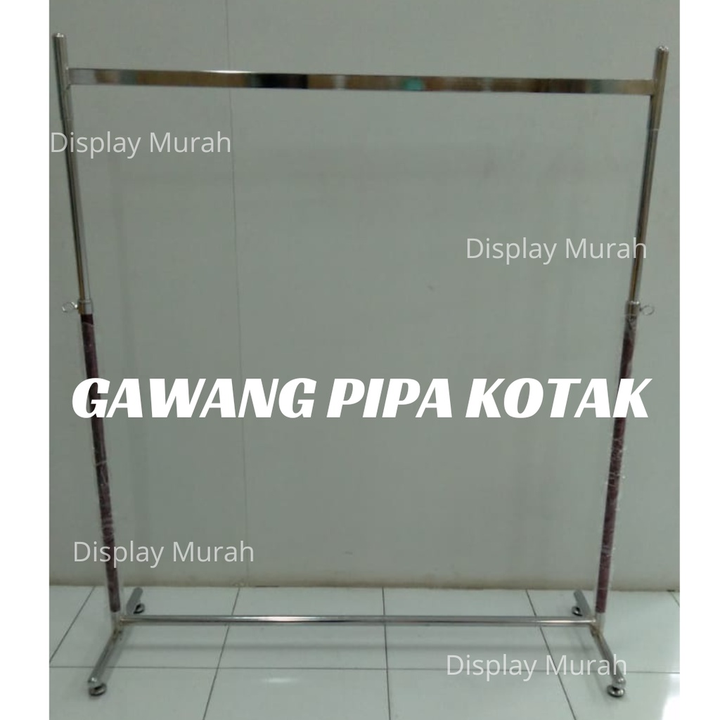 Gawang Baju Pipa Kotak Rak Stand Gantungan Baju Gawang Besi Hanger Besi - BH