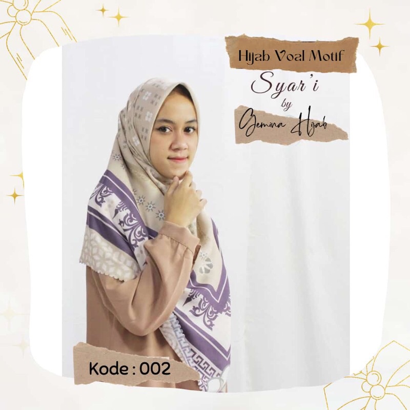 Hijab segiempat Voal Jumbo Motif Syar’i (140 x 140 cm)