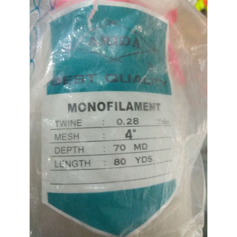 Jaring ikan Arida 0,28 70/80 ; Bahan Jala Arida 0,28 70/80 ; Jaring Senar Arida ; Jaring Pukat Ikan 