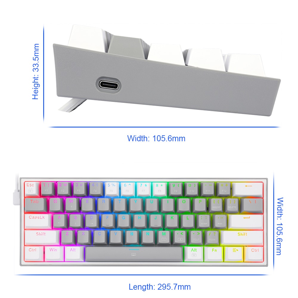 Keyboard Gaming Mechanical 60% RGB REDRAGON FIZZ K617RGB K617 RGB 60% Mechanical Gaming Keyboard