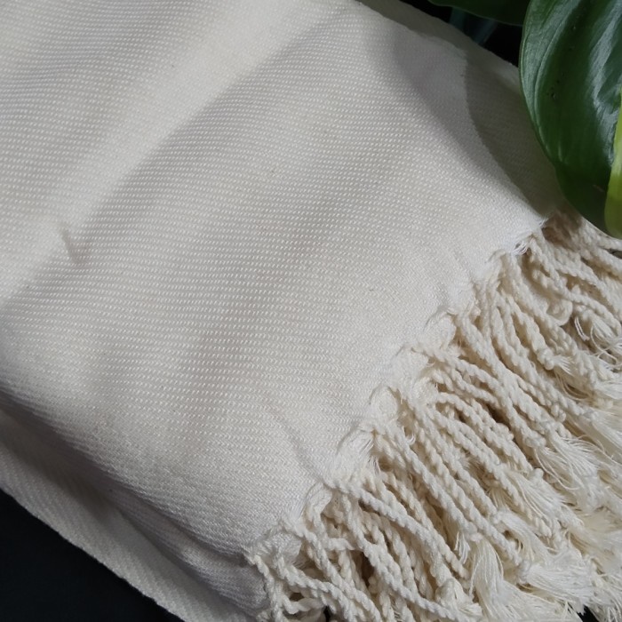 (BISA COD) Kain Tenun ATBM Polos Putih - Wafer