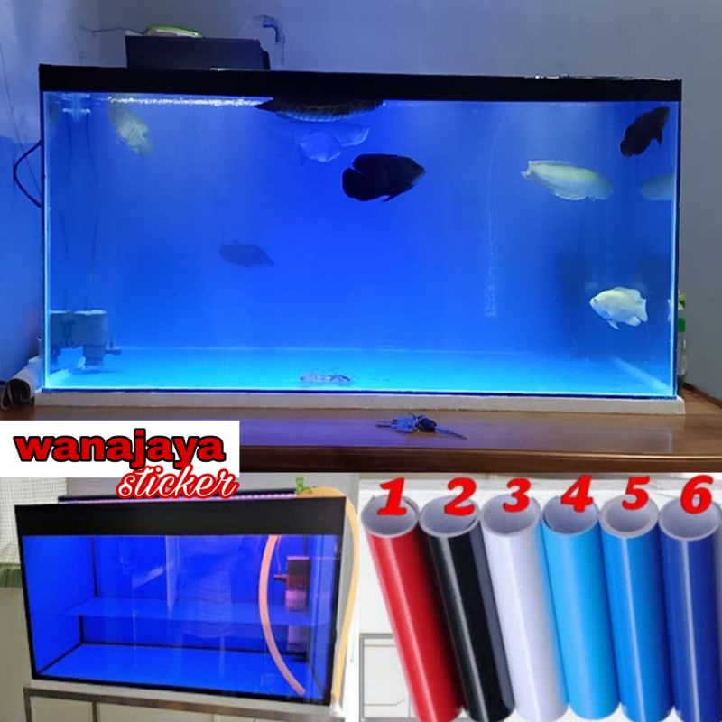 stiker aquarium / skotlet akuarium / skotlet background aquarium / skotlet aquarium biru / putih