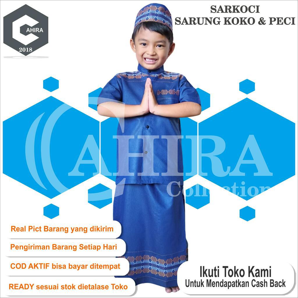 SARKOCI MOTIF SONGKET SARUNG CELANA KOKO DAN PECI ANAK BAJU MUSLIM SATU SET