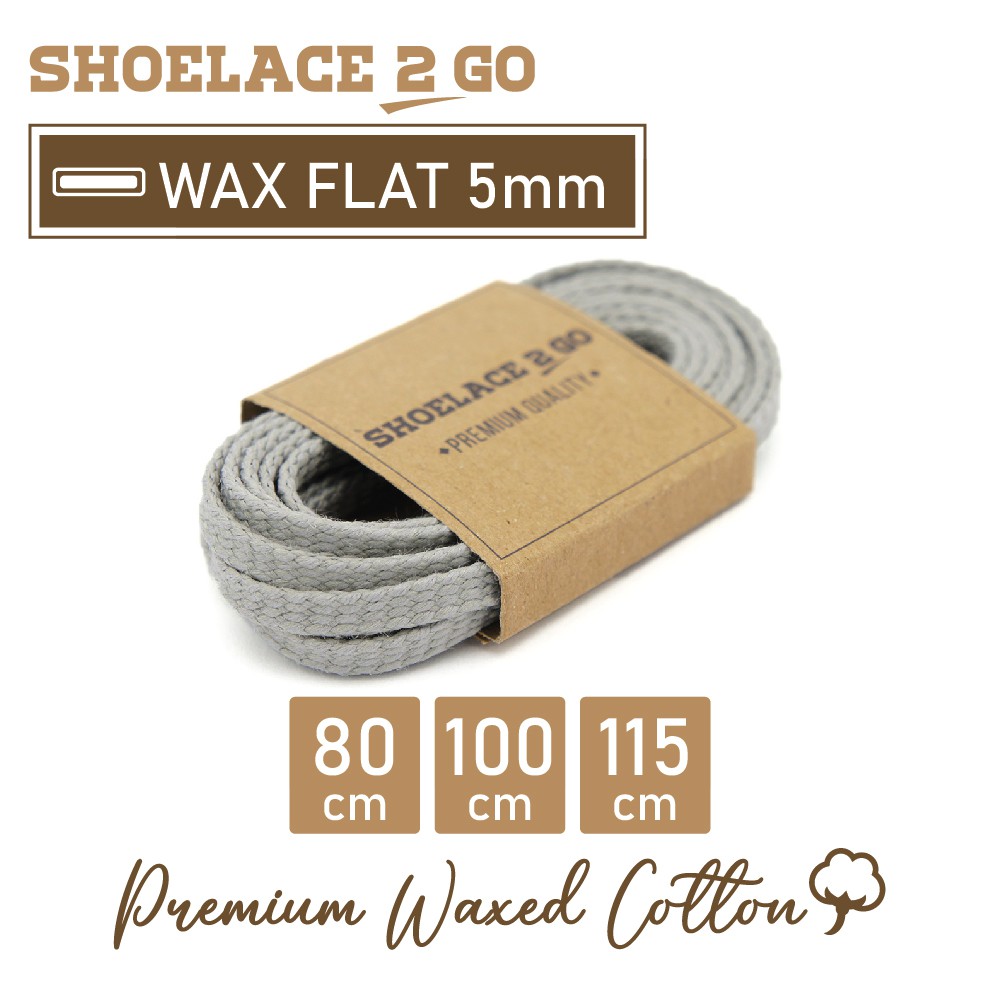 SHOELACE 2 GO PREMIUM TALI SEPATU LILIN WAX GEPENG PIPIH FLAT - WF5 - E1 - GREY - 5MM