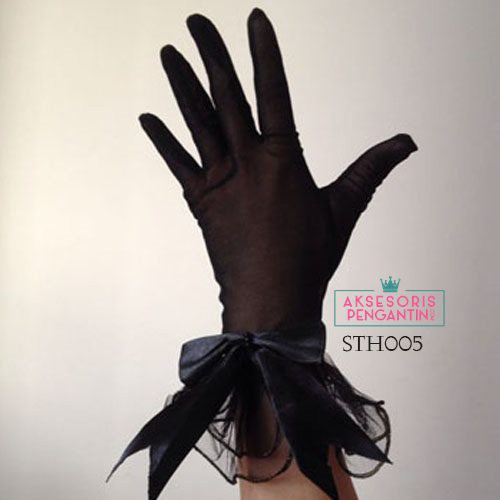 [READY STOK] SARUNG TANGAN PENGANTIN BRIDAL AKSESORIS WEDDING BRIDAL HITAM STH005