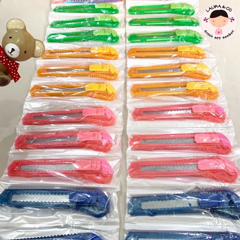 Cutter Besar Renceng Murah Pisau Cuter Lusinan silet 12pc Grosir Bagus Murah