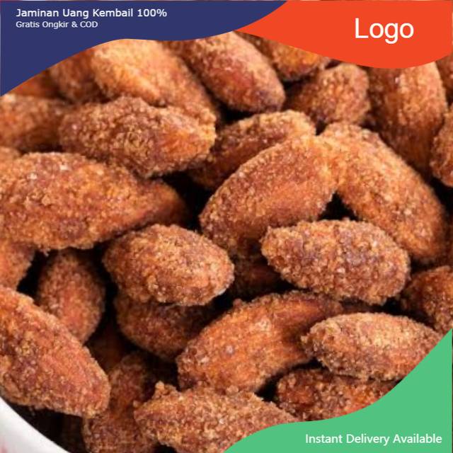 

Makanan Ringan Snacks 250gram Almond Panggang Rasa Pedas ( Chilli Coated Almond ) Kacang panggang Oven spicy Terima kasih
