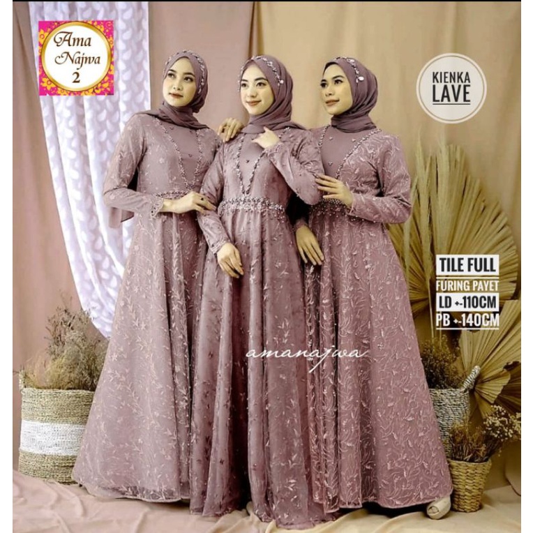 Dress Brokat Tile Full Furing Payet by Ama Najwa 2
