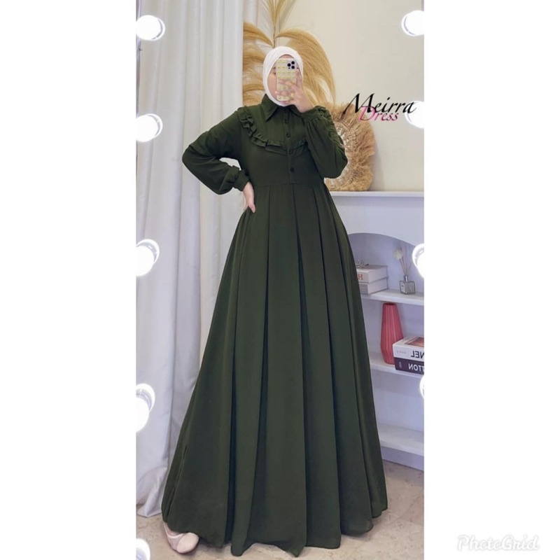 Meira Maxy Gamis Airflow Polos Bahan kringkle premium -Gamis Wanita Busui Friendly