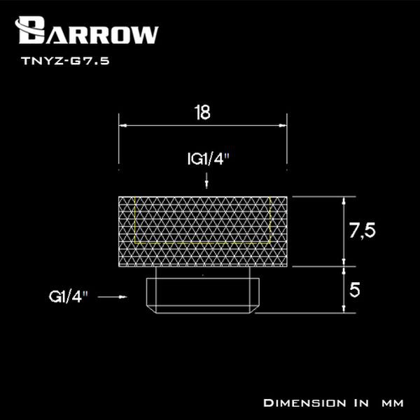 BARROW TNYZ-G7.5 Extender 7.5mm M-F G1/4 Fitting - Silver