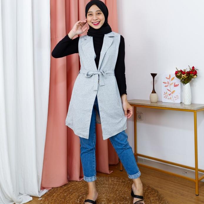 Long Vest Cardigan Outer Wanita Bahan Katun Premium 2102 SaleR28B