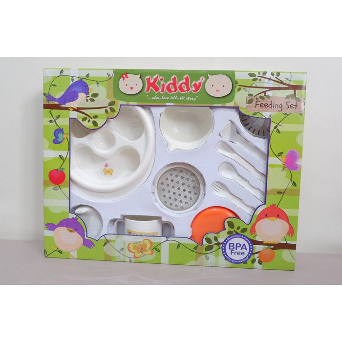 PROMO!!! Kiddy Baby 8601 Feeding Set Peralatan Makan - Putih