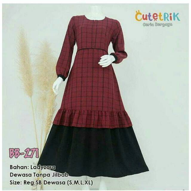 TERBARU BAJU GAMIS DEWASA MUSLIM SYARI MARON MODERN CASUAL PESTA LUCU MERAH MAROON MURAH CUTETRIK